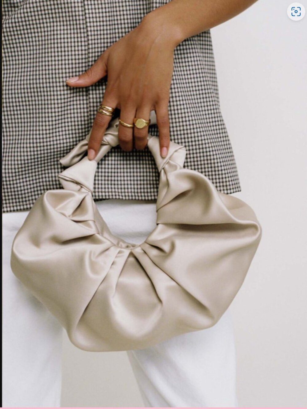A Bronze Age - Satin Twist Handle purse  in Champagne